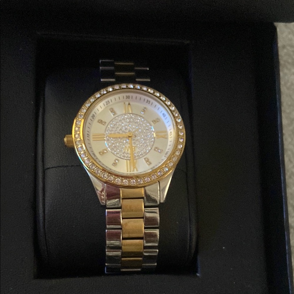JBW Gold and Silver Watch with Crystal Details